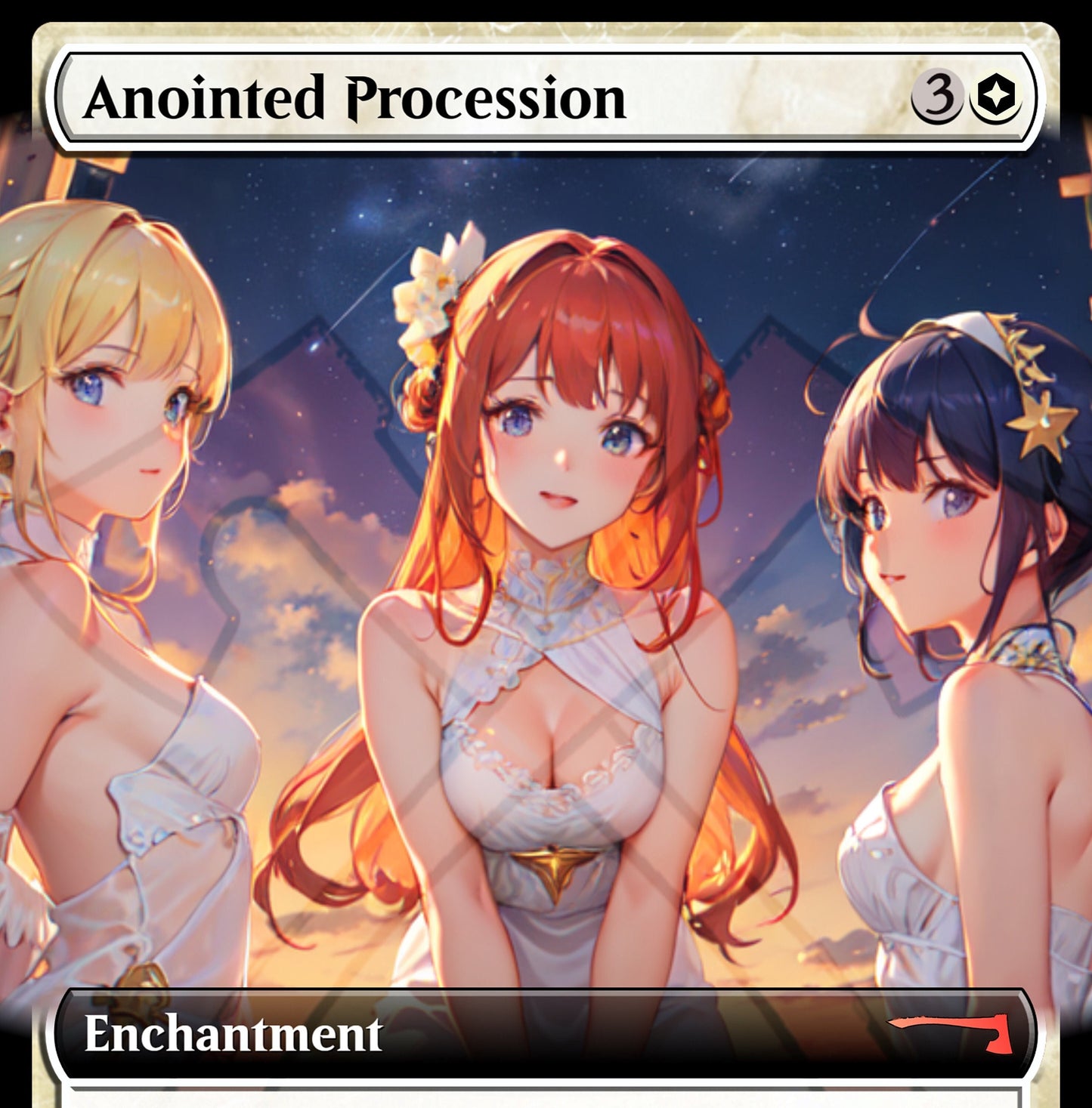 anointed procession 3 girls magic the gathering mtg enchantment token proxy card