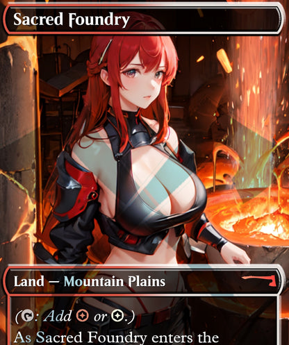 Sacred Foundry Shock Land PROXY Anime Waifu