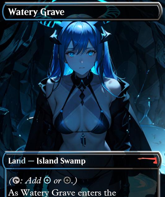 Watery Grave Shock Land MTG Waifu Anime Proxy | Commander | Magic the Gathering