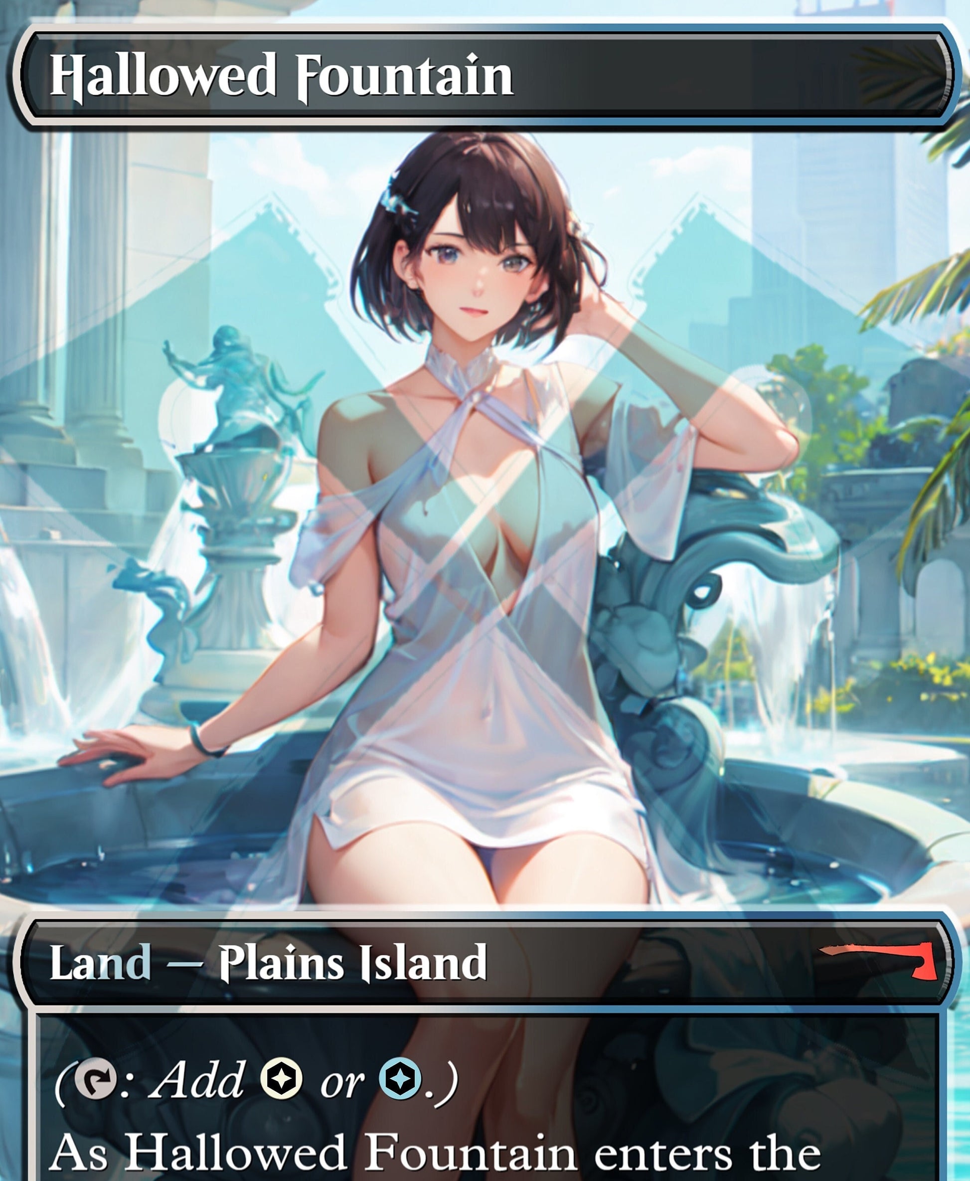 Hallowed Fountain Shock Land PROXY Anime Waifu