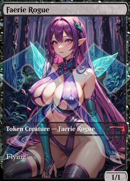 Faerie Rogue Token PROXY Anime Waifu 1/1 Flying Alela