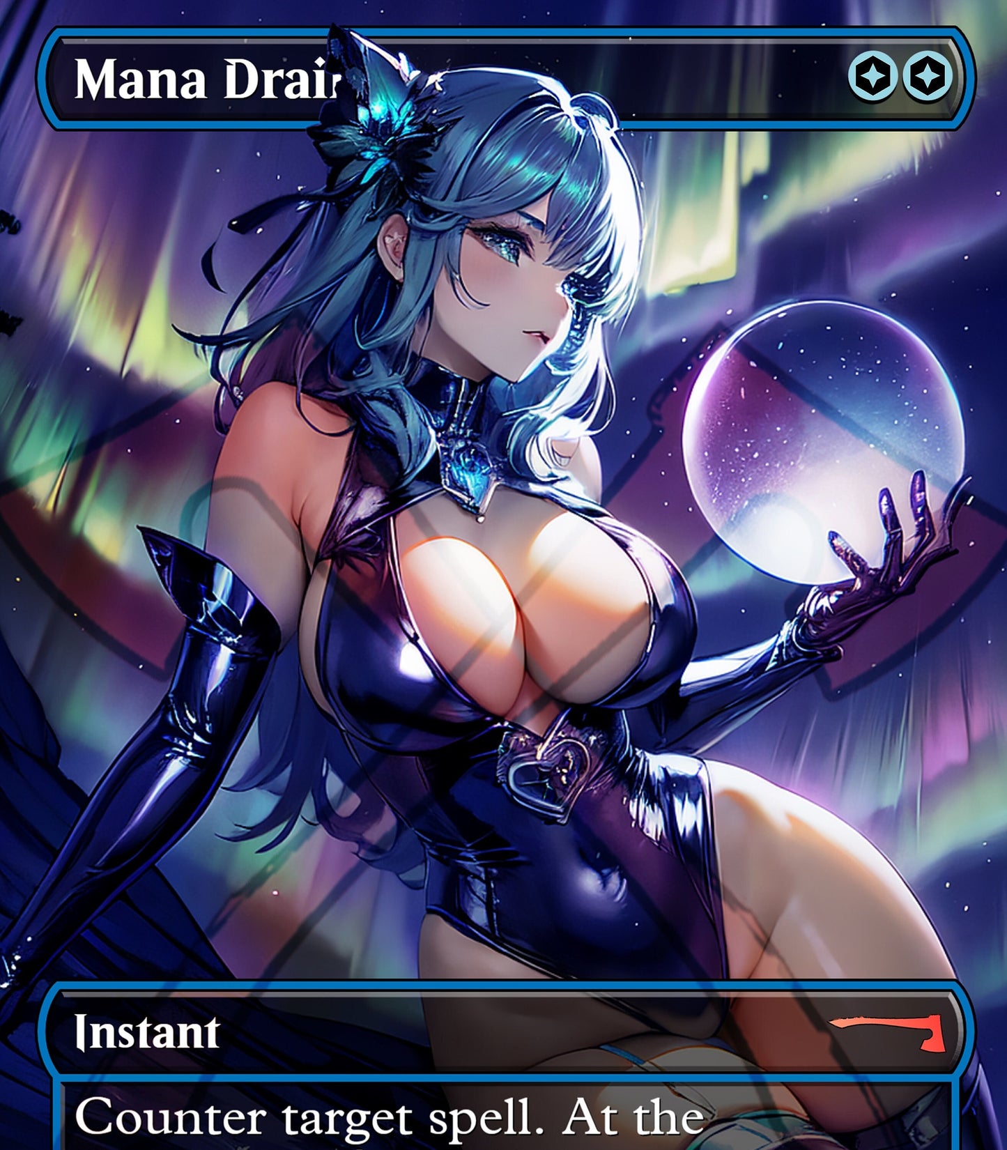 Mana Drain Winter Aurora Borealis PROXY Anime Waifu