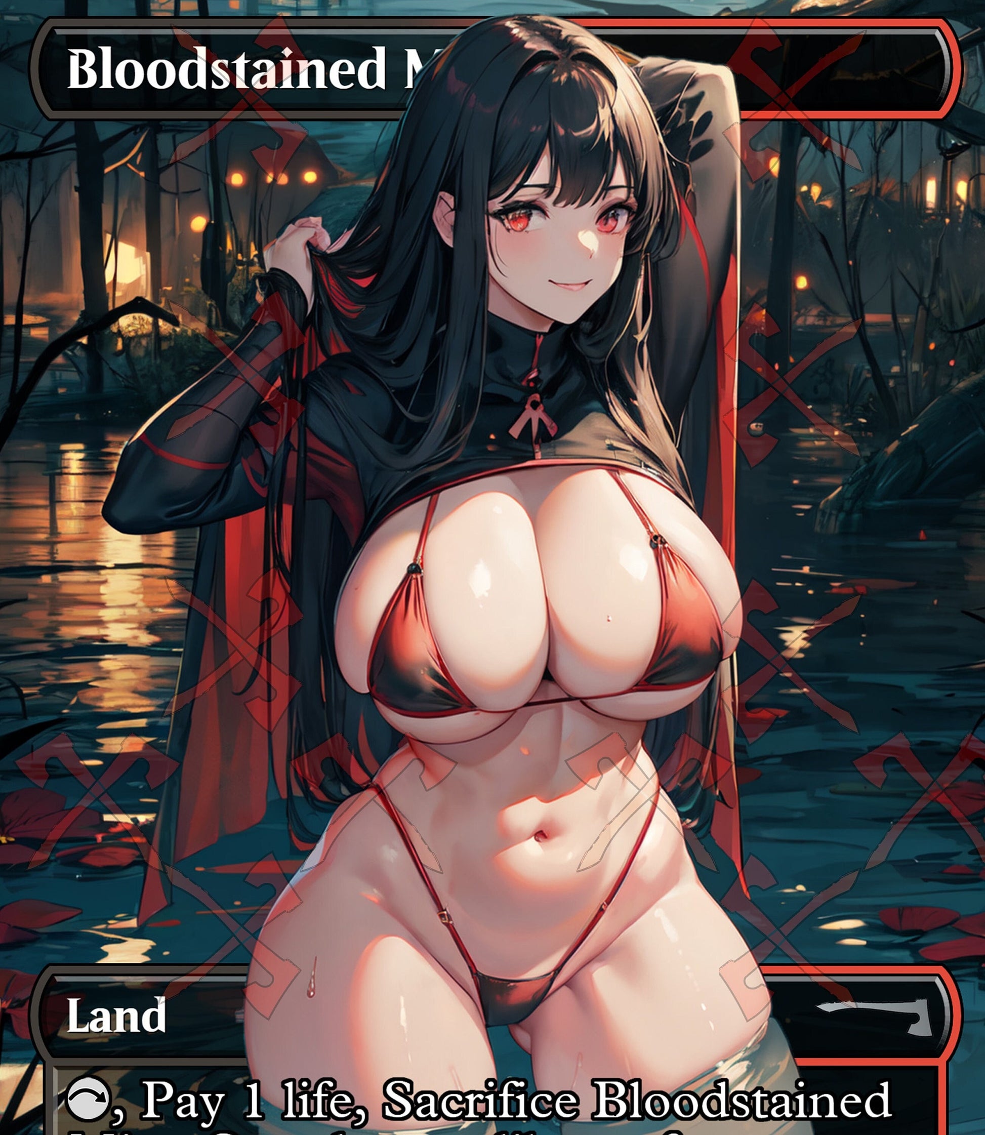 Bloodstained Mire lady with big breasts