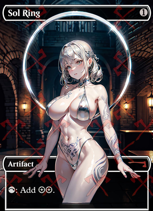 Sexy Sol Ring Magic the Gathering Proxy Card featuring a stunning anime-inspired waifu design. This custom fantasy art card is perfect for MTG collectors and fans of altered art.