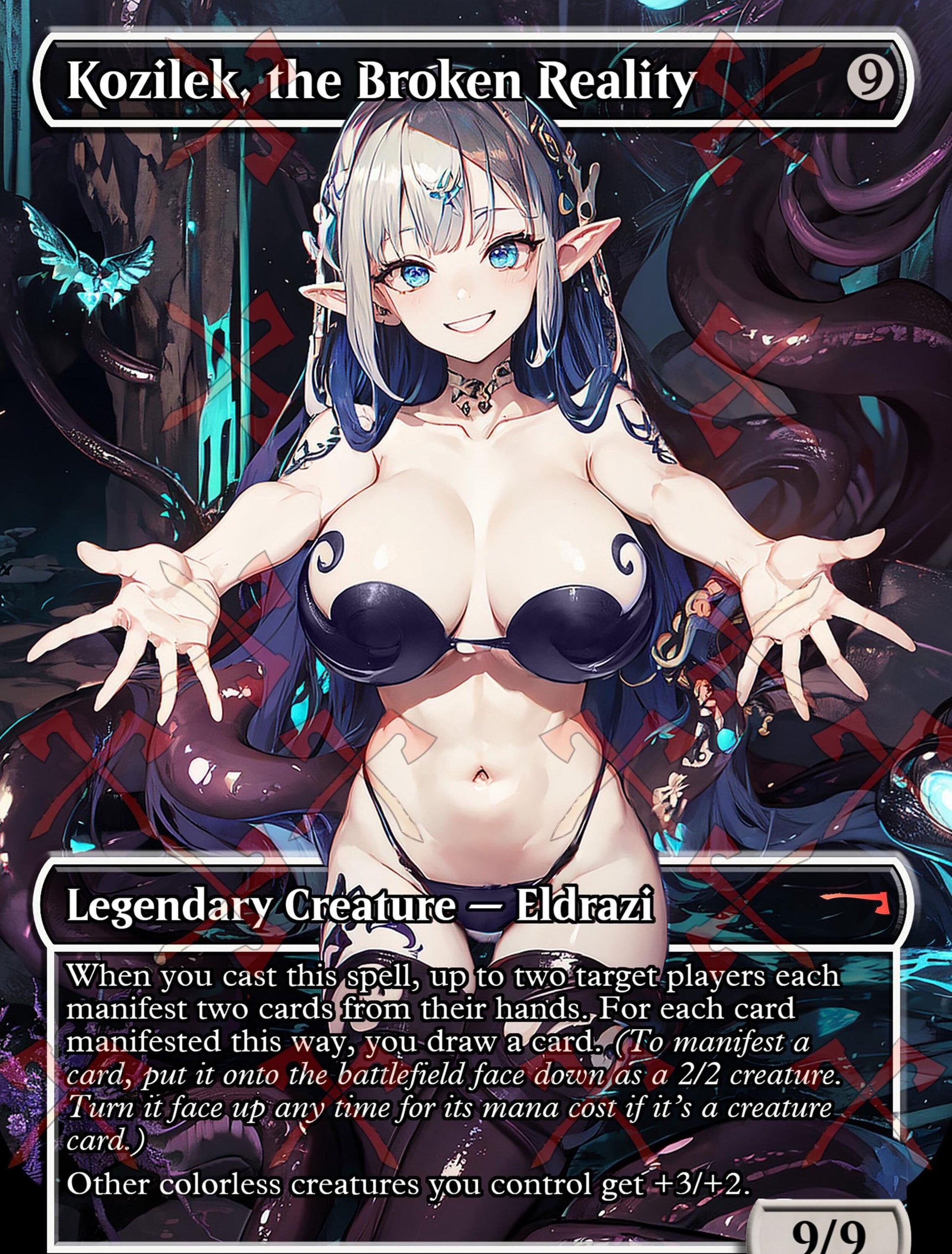 Sexy Kozilek the Broken Reality Magic the Gathering Proxy Card featuring a stunning anime-inspired waifu design.